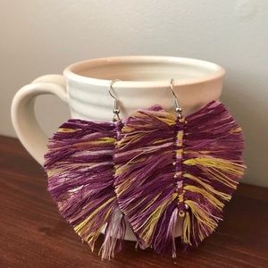 Multicolor Macrame Feather Earrings